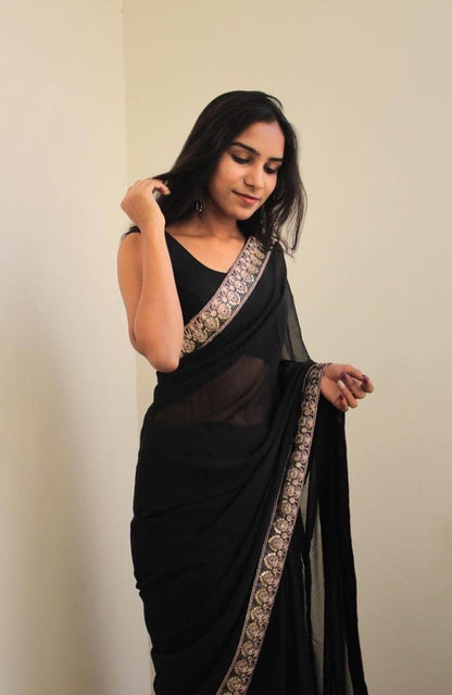 Black Georgette Saree