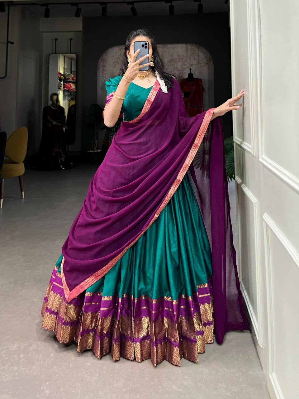 RADHA - Half Sarees Kanchi Banarasi Lehenga