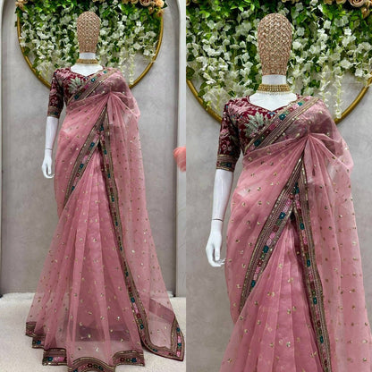 ELARA - Designer Organza Silk Saree with Stunning Border