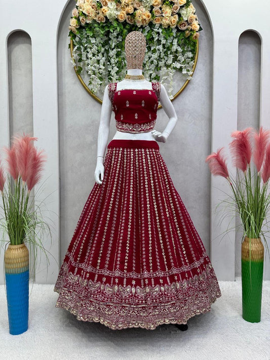 LISA - Red Georgette Lehenga