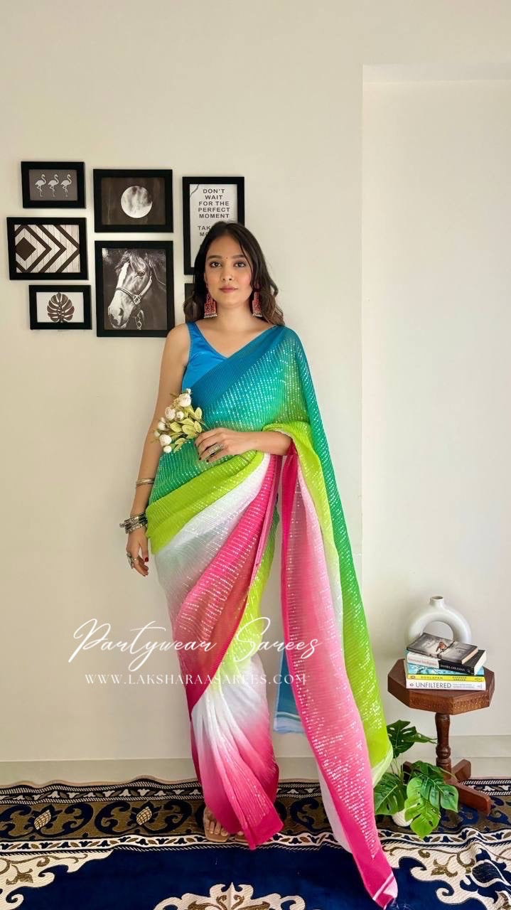 MAADHURII - Crush Georgette x Sequin Partywear Saree