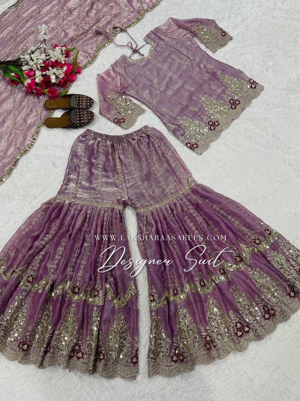 Laksharaa Sarees VERONICA — Shimmer Sharara Suit Lavender