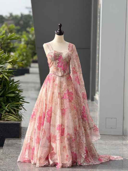 Laksharaa Sarees DIANA Corset Style Partywear Lehenga Light Pink