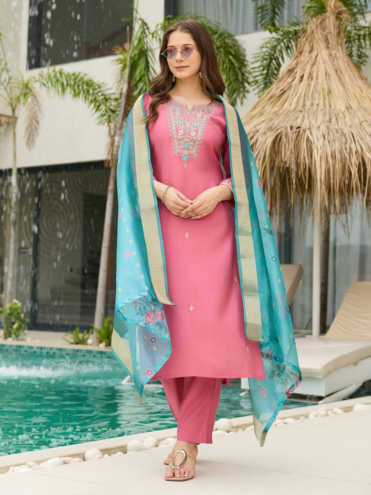 Laksharaa Sarees Baby Pink Comfy Kurtis Set Front View