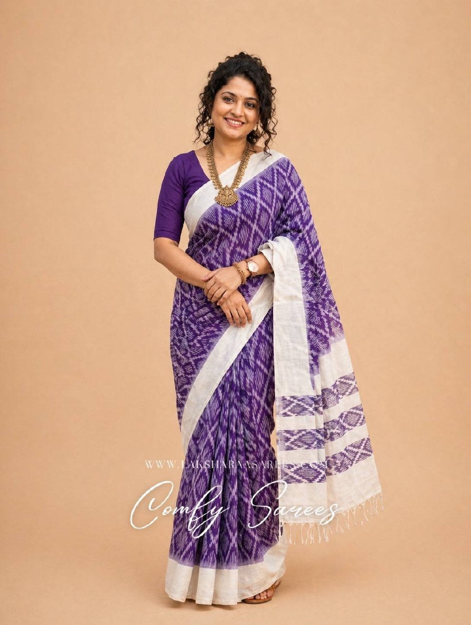 Laksharaa Sarees ALIANA - ikkat cotton saree Purple and White