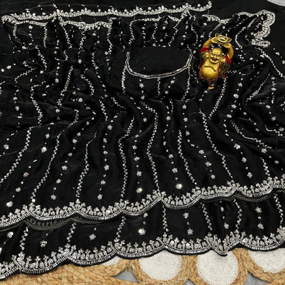 KISHAA — Premium Shimmer Stone & Sequin Dinner Saree in Pastel Series & Bold Shades