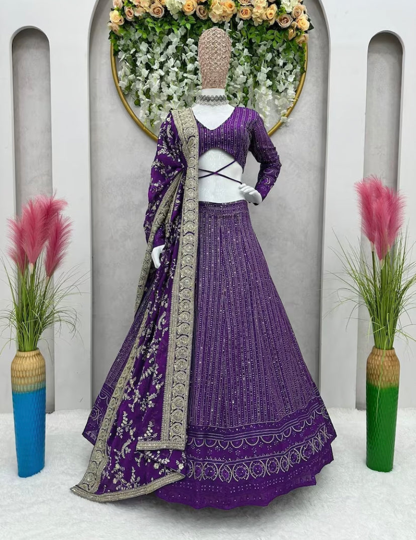 Yasmin Purple x Gold Grand Lehenga