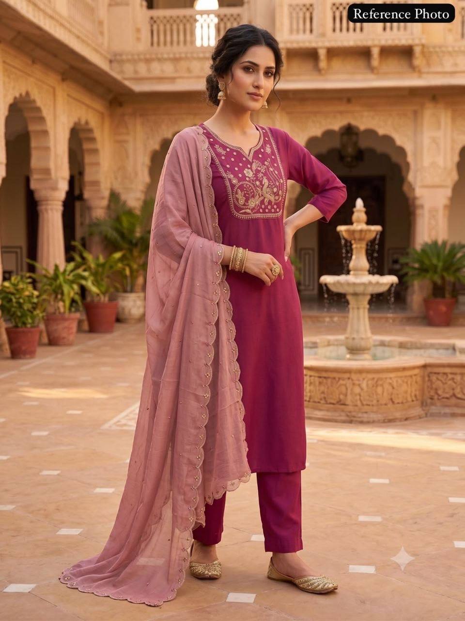 Laksharaa Sarees Festive Roman Silk Kurti Set Magenta