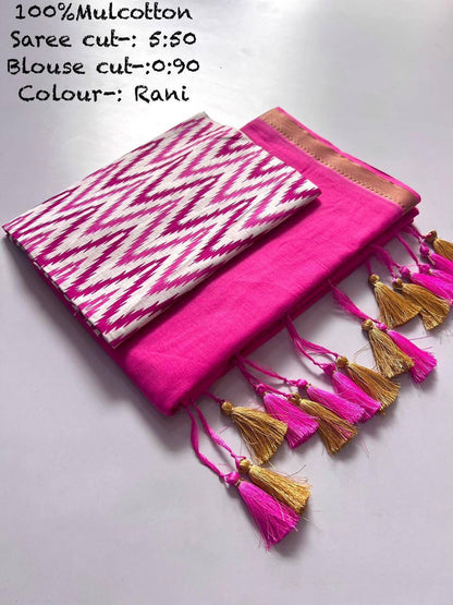 Soft Mul Cotton Saree x Tassel