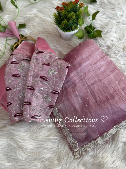 ROSA - shimmer silk saree with beaded border