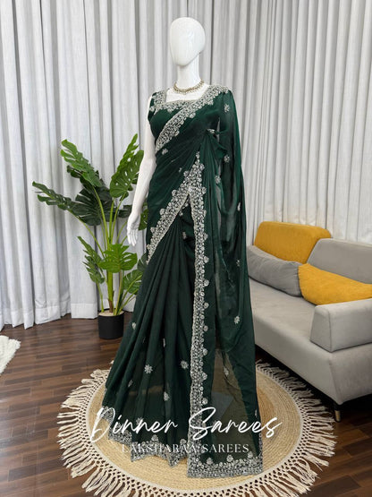 Laksharaa Sarees MEENA Grand Green Shimmer Saree Mannequin Full Length