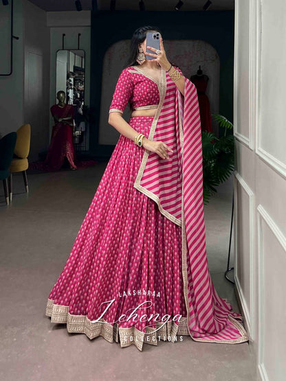 Laksharaa Sarees PREETI lehenga Pink Side View with Dupatta