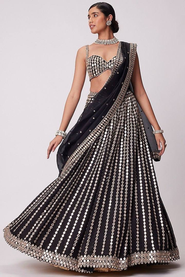 NERISA —  Black x Silver Premium Lehenga