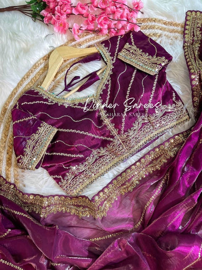 NATALIE — Premium Shimmer Saree with Readymade Blouse