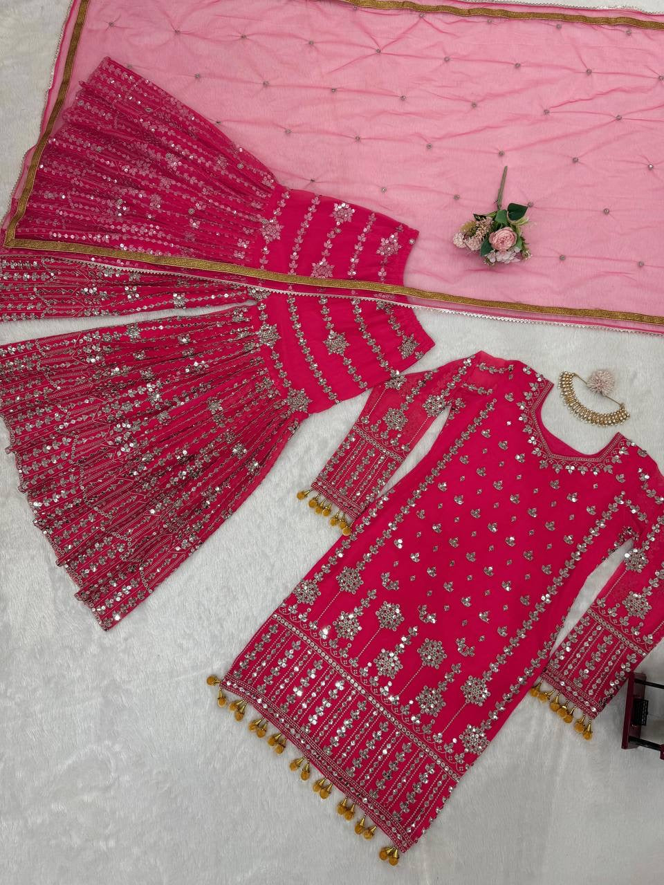 SALINA - Pink Designer Sharara Suit