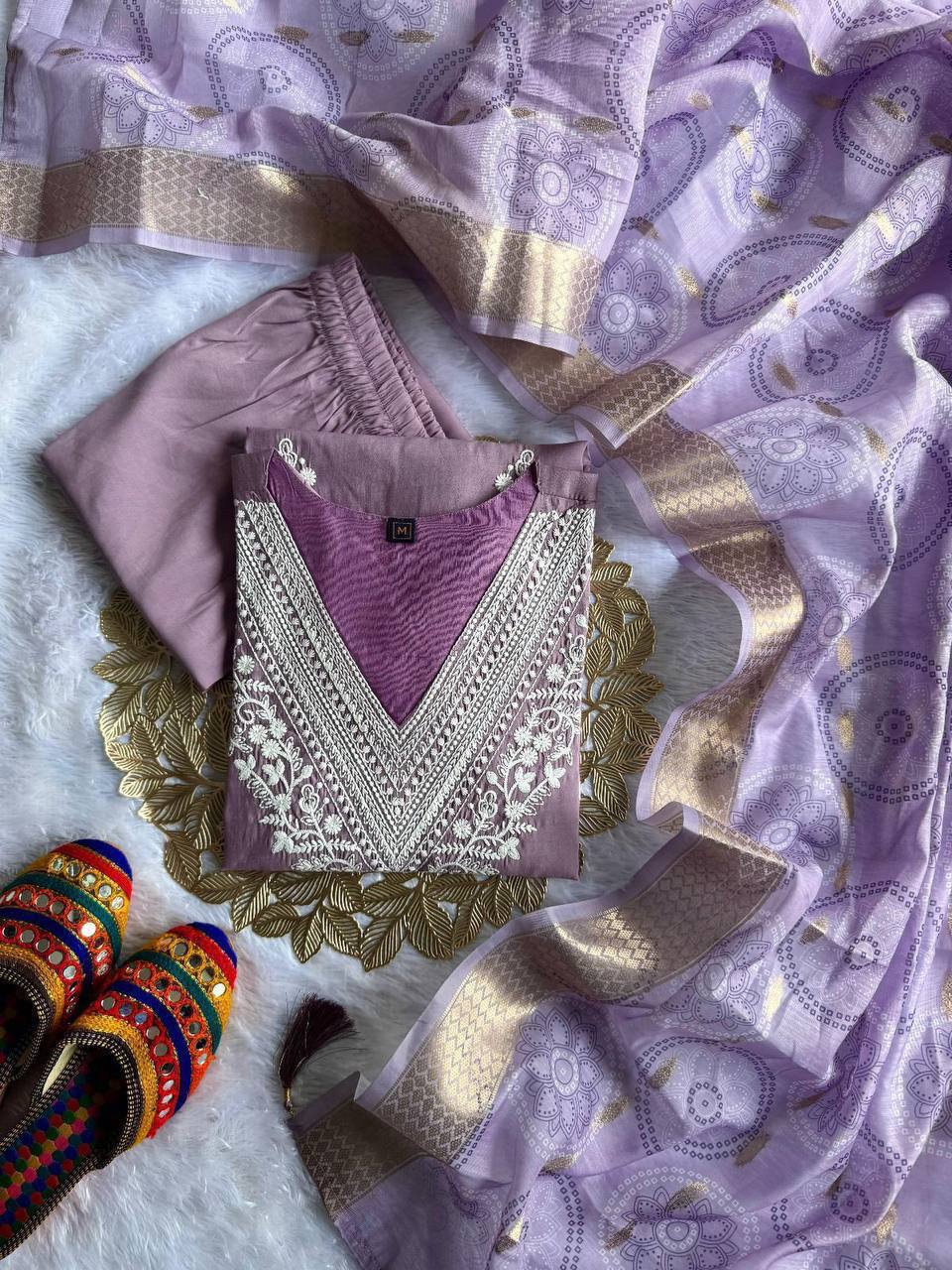 Laksharaa Sarees Lilac Comfy Roman Silk Kurti Set Front View