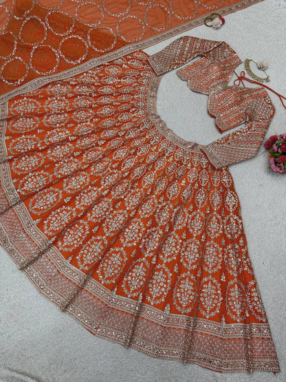 KAYAL - Premium Dark Orange Dori work lehenga x Grand Blouse