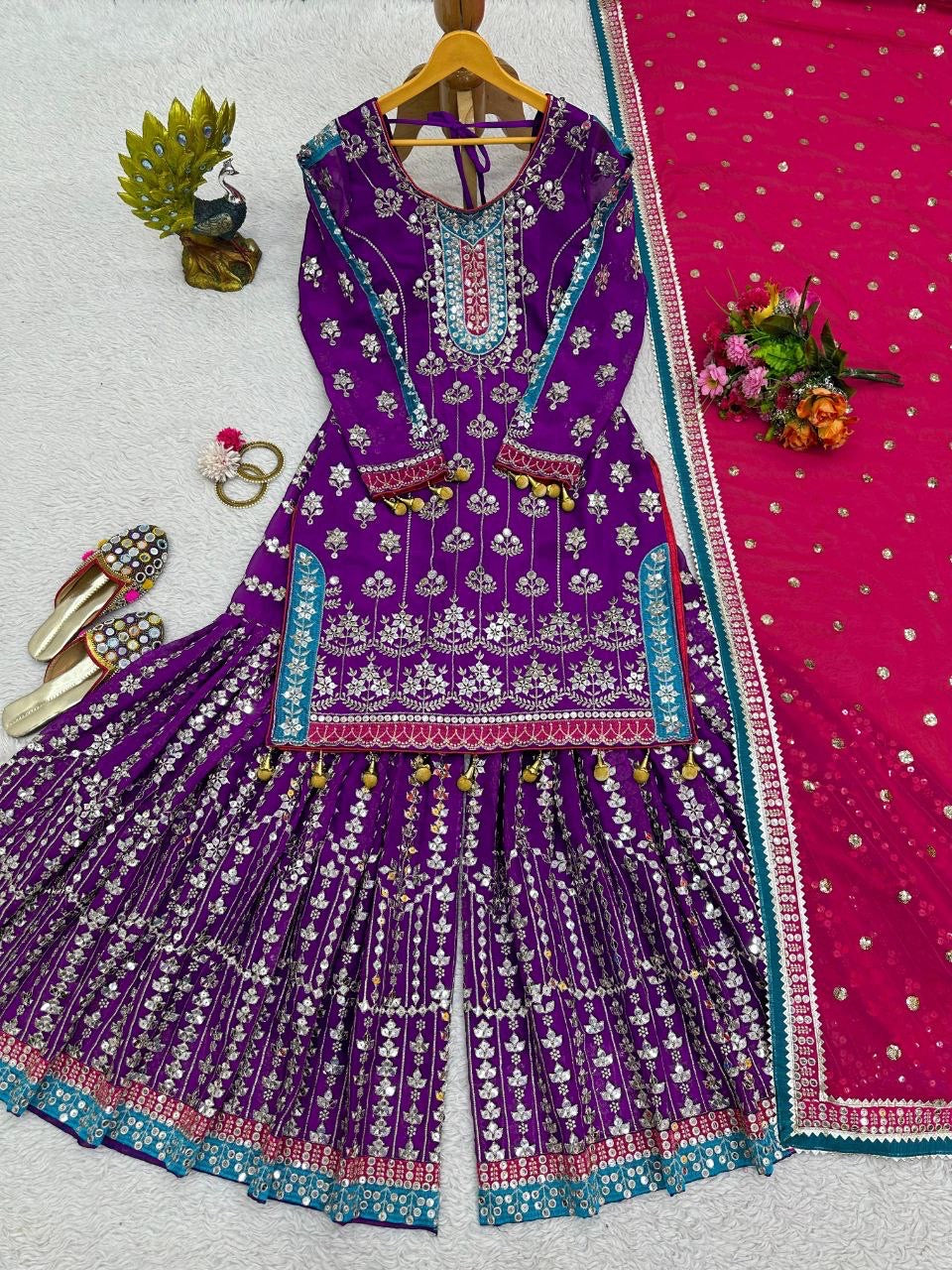 KAVLEEN — Purple Designer Sharara Suits