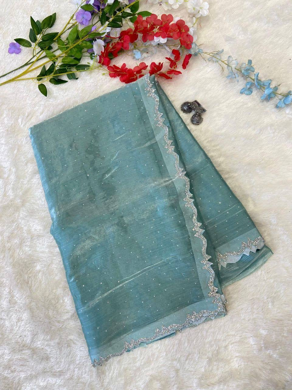 AMELIE - Shimmer Silk Saree with Stone Border