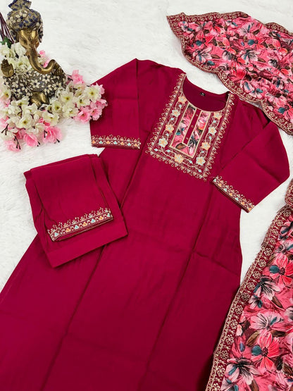 Designer Kurti x Floral Duppata Kurti Set