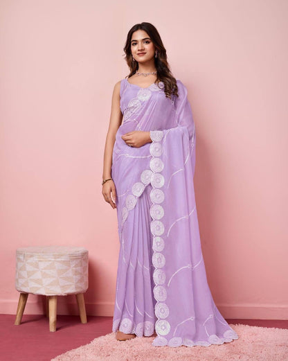 Partywear Readymade Georgette Saree - in soft shades