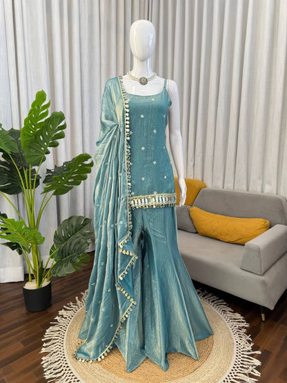 Laksharaa Sarees MEHREEN Sharara Teal Front View