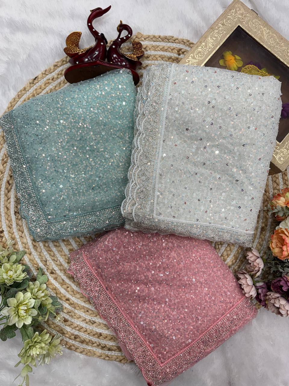 Laksharaa Sarees Partywear Net Saree Mixed Colors Side View