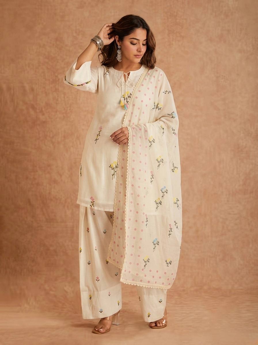 Laksharaa Sarees Cotton Silk summer special suit Off-White