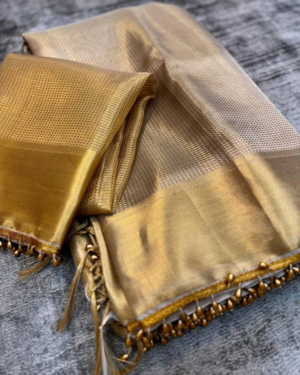 Gold Tissue Saree x Cute Border