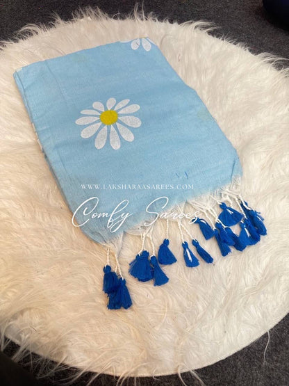 Laksharaa Sarees DAISY — floral kadhi saree Sky Blue