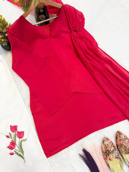 Laksharaa Sarees Kurta Set Red Flat Lay Detail