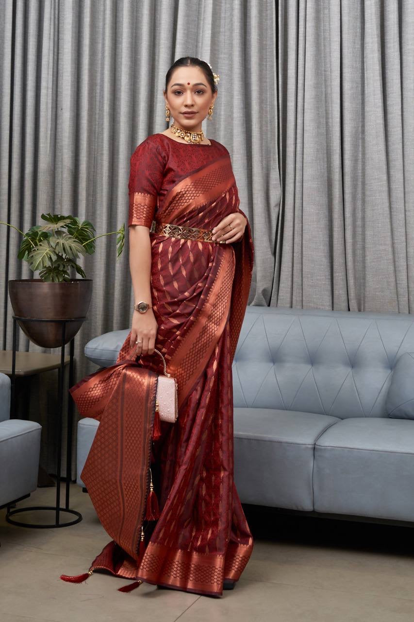 Soft Silk x Copper Zari Saree