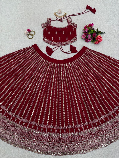 LISA - Red Georgette Lehenga