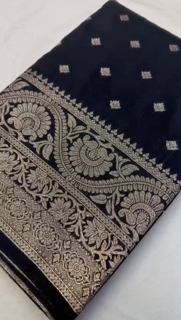 Laksharaa Sarees NILA — Banarasi Soft Silk Saree Black