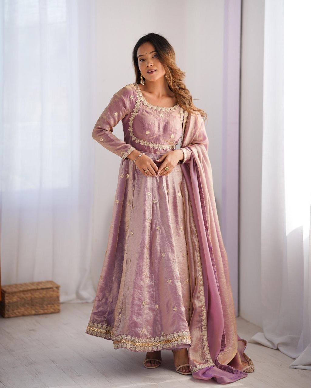 Laksharaa Sarees MIYAA — shimmer silk Anarkali suit Mauve