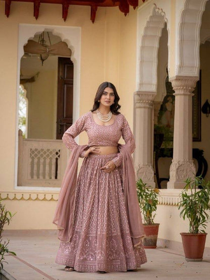 Rosy Brown Lucknowi Lehenga