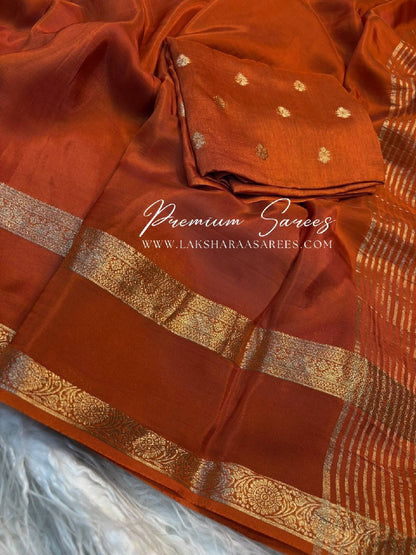 Laksharaa Sarees Mysore crepe silk Saree Burnt Orange