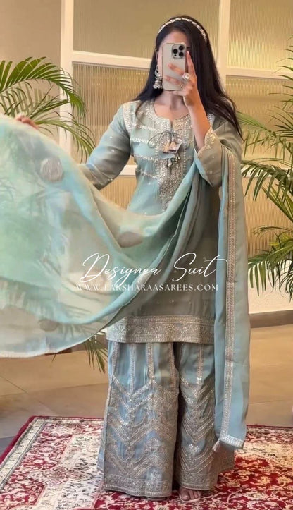 LIHAA - Pastel Designer Pallazo Suits