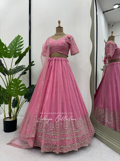 Baby Pink Georgette Lehenga