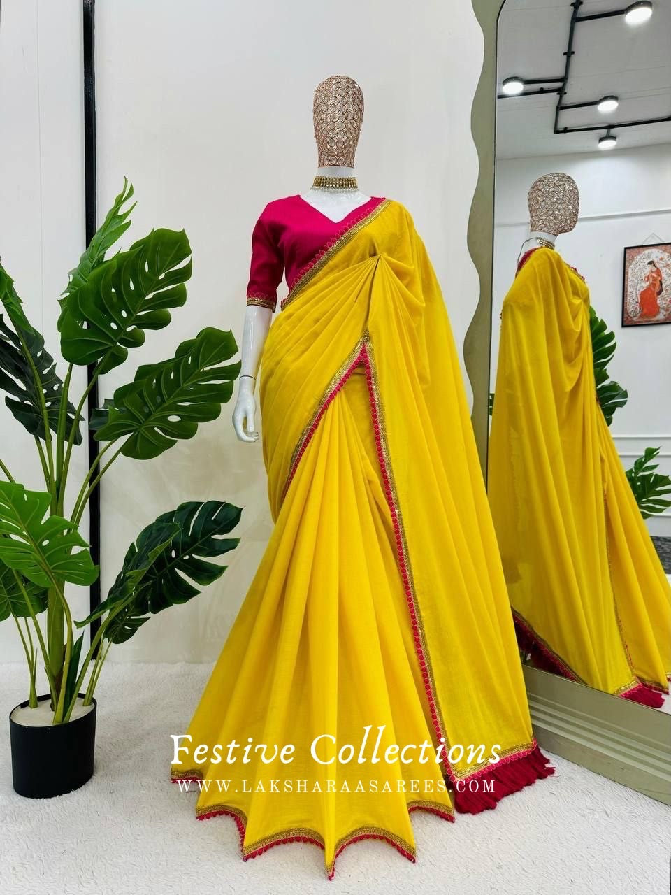 ISAI - Mul Cotton Saree x Contrast Tassel Border