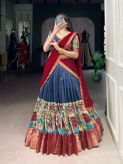 Chanderi Kalamkari Half Sarees Lehenga