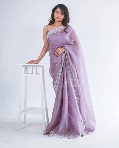 Onion Candy Soft Organza Silk Saree