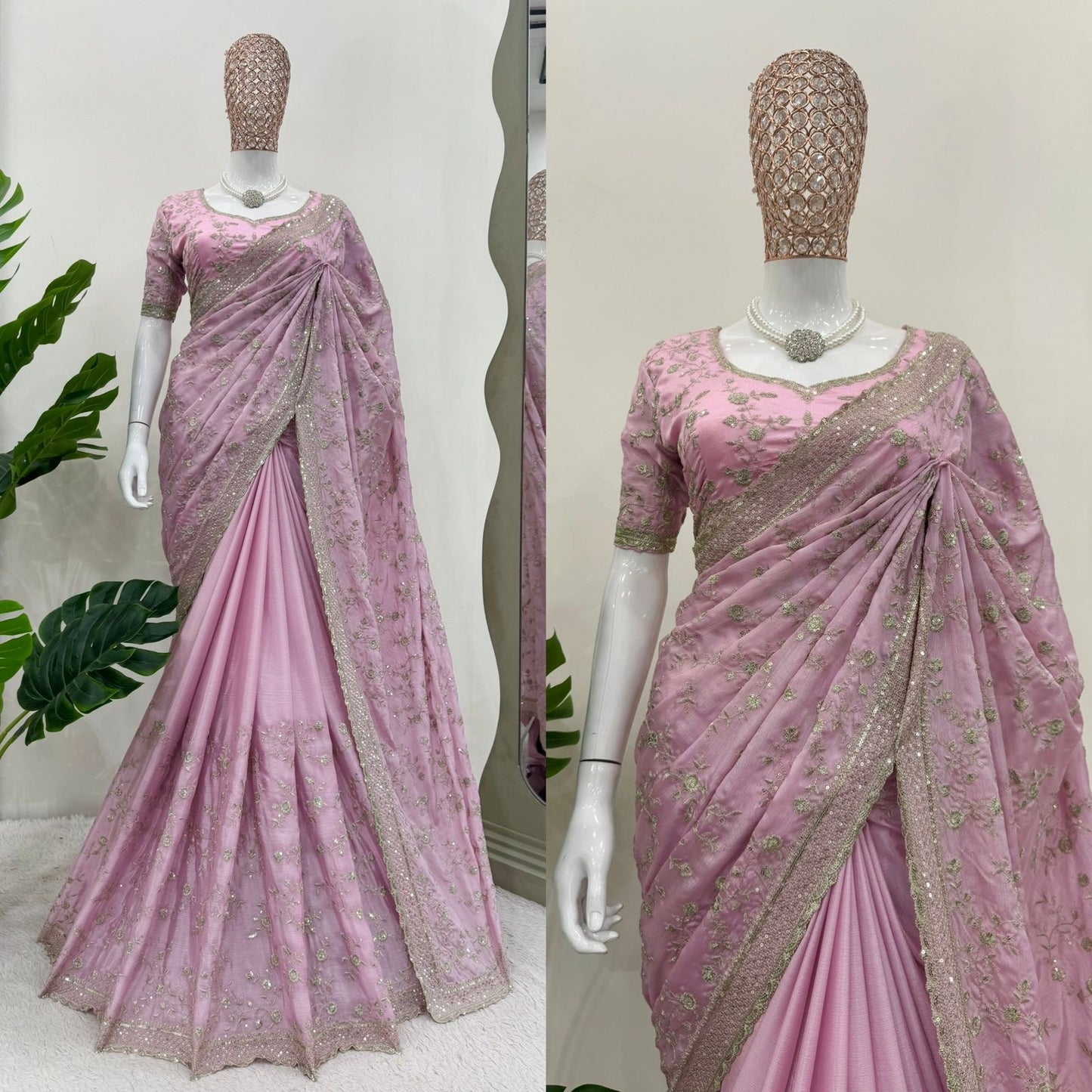 Baby Pink Designer Partywear Saree