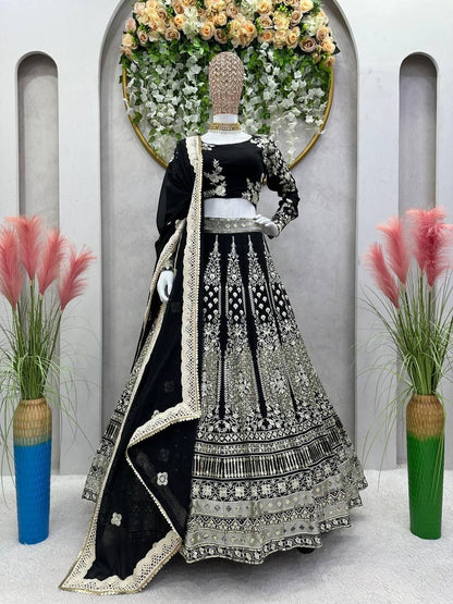 HEERA - Premium Black Georgette Lehenga