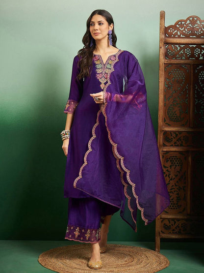 Premium Purple Kurti Set x Grand Neckline