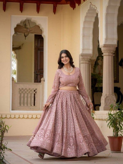 Rosy Brown Lucknowi Lehenga