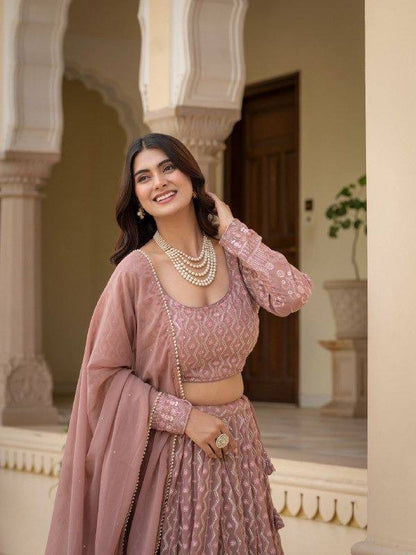 Rosy Brown Lucknowi Lehenga