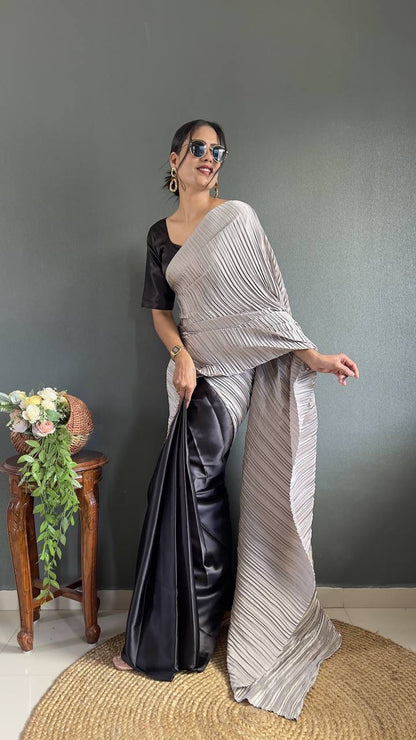 Crush x Satin Retro Readymade Partywear Saree