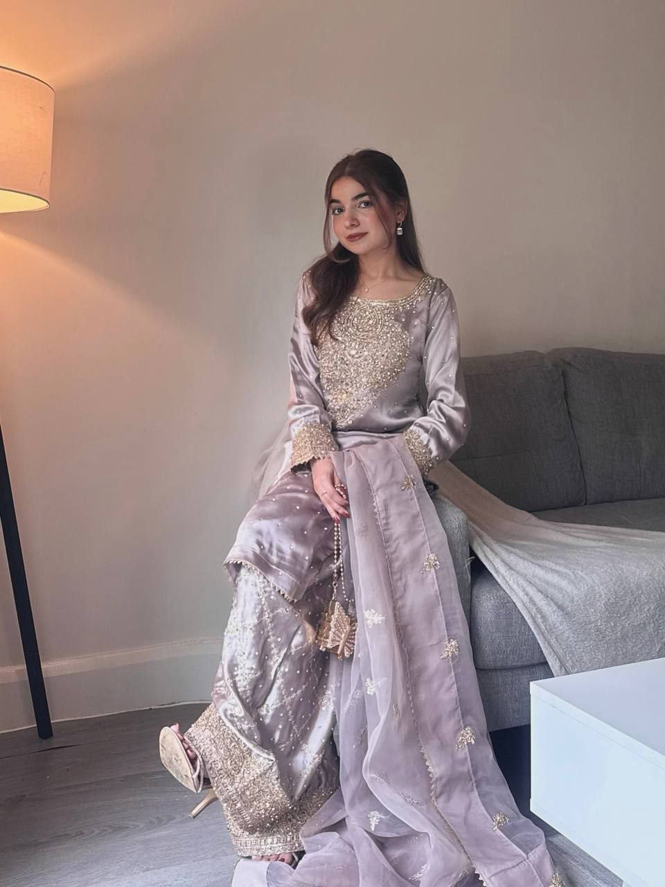CHANDNI -Lilac French Crepe Premium Pallazo Suit