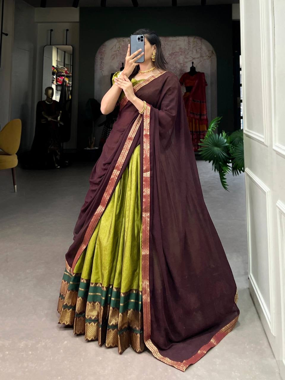 RADHA - Half Sarees Kanchi Banarasi Lehenga